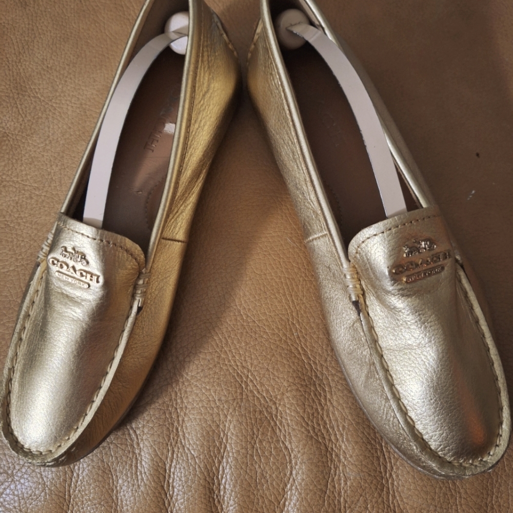 GOLD COACH LOAFERS